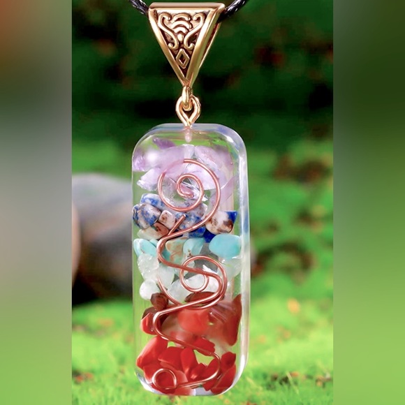 Other - Chakra Reiki Healing Stones Wide Size Pendant w/Necklace,keychain visor etc. NEW